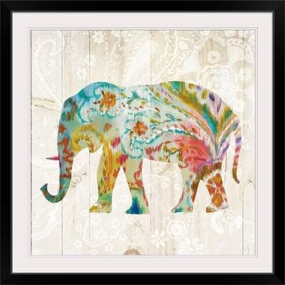 &Boho Paisley Elephant II& Danhui Nai Graphic Art Print Great Big Canvas Format: Black Frame, Size: 32x22 H x 32x22 W x 1x22 D XXJ3_B3UVT66